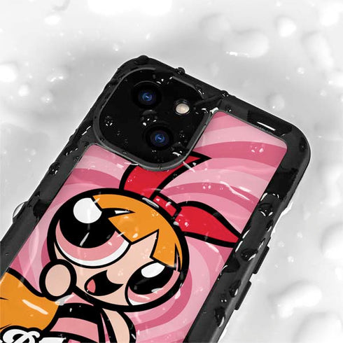 Cartoon Network Powerpuff Girls Blossom Pink Hearts iPhone 15 Waterproof Case